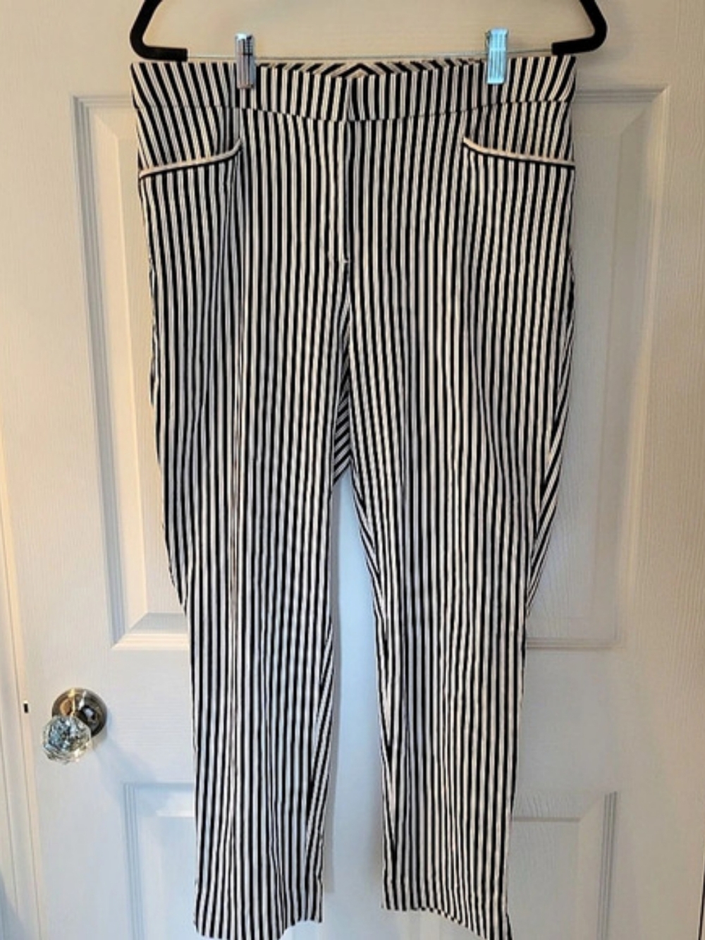 Chico's Fabulously Slimming Striped Ankle Pants Striped Straight Leg Pants